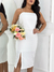 Vestido de noiva civil minimalista de alça fina midi - Kéfora na internet