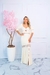 Vestido de noiva longo Paula sereia com manga 3/4 e babados na barra - loja online