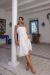 Vestido de Noiva Civil com Alça Fina e Saia Rodada de Renda e Cinto- Lorena - comprar online
