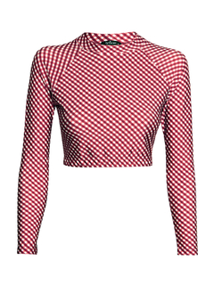 Cropped manga longa piquenique cereja