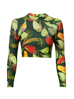 Cropped manga longa caju floresta