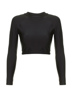 Cropped manga longa preto