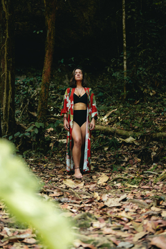 Kimono longo tsuru vermelho - comprar online