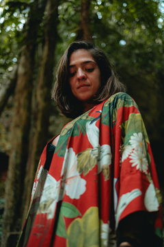 Kimono longo tsuru vermelho - loja online