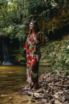 Imagem do Kimono longo tsuru vermelho