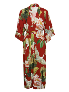 Kimono longo tsuru vermelho