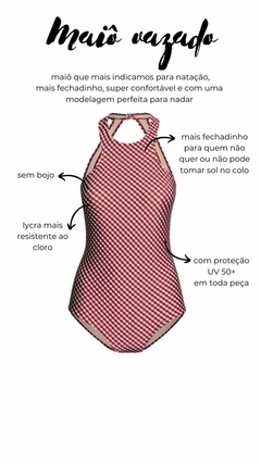 Maiô vazado tsuru vermelho