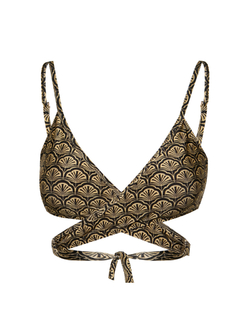 Top transpassado leque dourado