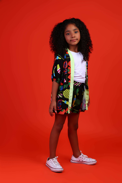 Conjunto Kimono Shorts Festa Noturna Preto - Pitokos Moda Infantil