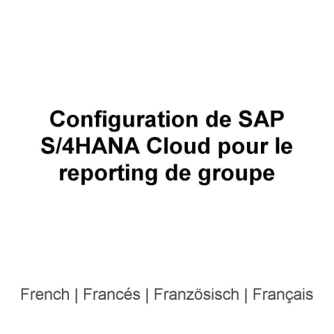 F9611 Configuration de SAP S/4HANA Cloud pour le reporting de groupe