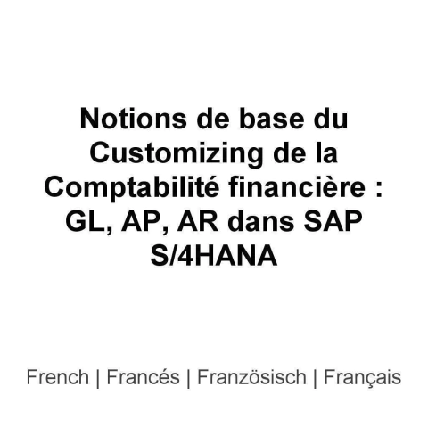 S4F12 Notions de base du Customizing de la Comptabilité financière : GL, AP, AR dans SAP S/4HANA
