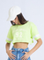 Camiseta Cropped Love Spell Verde E Off White - comprar online