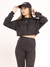Blusão Cropped Com Capuz Canelado