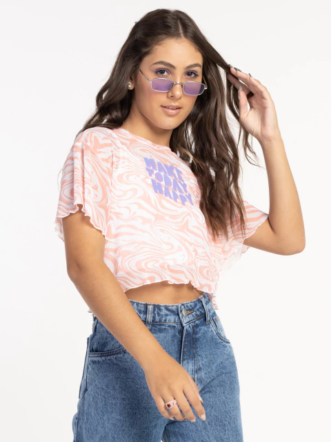 Cropped Tule Make Today Happy Laranja