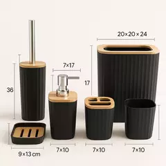 SET DE BAÑO X 6 HAMPTONS NEGRO RAYADO - tienda online