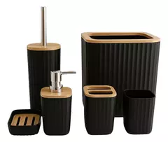 SET DE BAÑO X 6 HAMPTONS NEGRO RAYADO - Edición Limitada