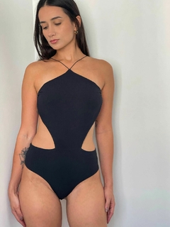 Body Triangular Canelado Alça Fina