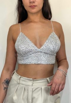 Top Cropped Paetê Alcinha