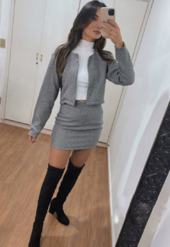 Casaco Alfaiataria Cropped Tweed