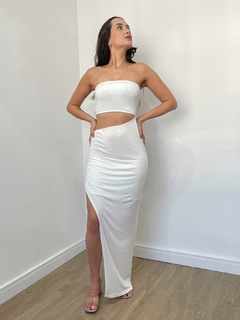 Vestido Recortes Longo