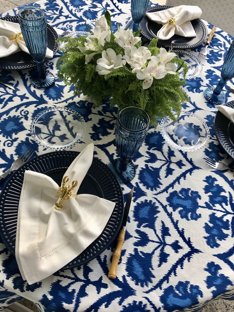 TOALHA IKAT TONS DE AZUL