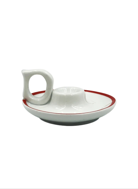 CASTIÇAL EM PORCELANA FILETE VERMELHO