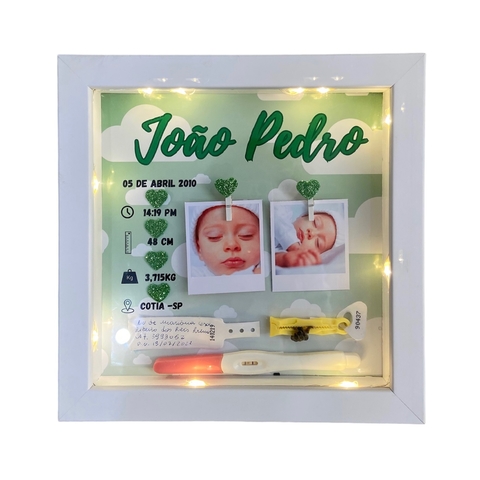 Quadro Luminária Menino - Objetos de Maternidade - Modelo Verde Nuvem