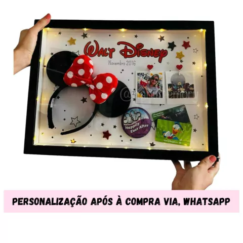 Quadro Luminária Visita ao Parque da Disney - Sonho Eternizado