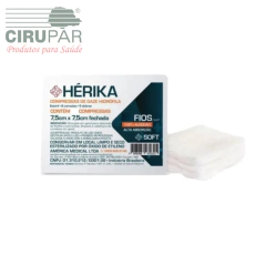 Compressa de Gaze Estéril Hérika pacote com 10 unidades - 7,5 cm X 7,5 cm - America Medical kit c/ 10 pacotes