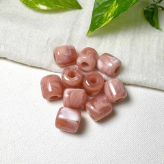 Conta de Resina Cubo Arredondado - Rose Marmorizado - comprar online