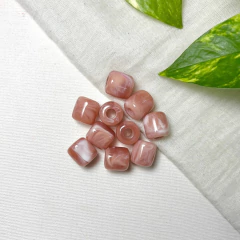 Conta de Resina Cubo Arredondado - Rose Marmorizado