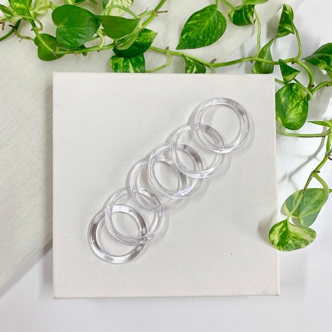 Conjunto c/ 6 Argolas Plásticas Transparentes - 5cm de diâmetro