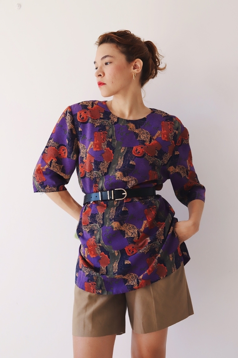 camisa estampada c/ ombreiras - g