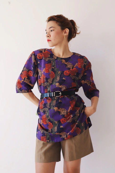 camisa estampada c/ ombreiras - g