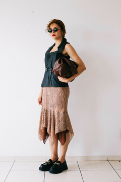 blusa couro vintage - m - comprar online