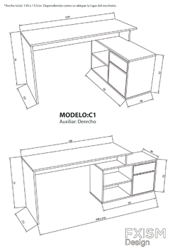 Escritorio Nordico Moderno C1 Tapa 59 cnt - FXSM-Design