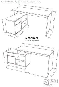 Escritorio Nordico Moderno C1 Tapa 59 cnt - tienda online