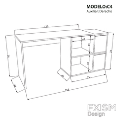 Escritorio Pc Oficina Melamina Nordico Moderno Juvenil C4 - FXSM-Design