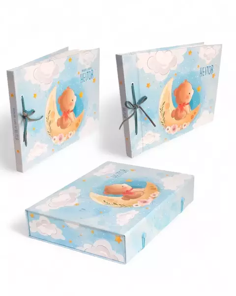 Kit Memórias do Bebê Luxo - Ursinho na Lua
