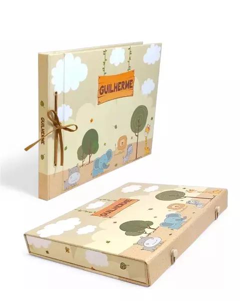 Pacotinho de Memórias: Álbum Infantil Luxo com Caixa Safari Flat + 20 Fotos de Presente - comprar online