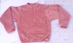 Buzo polar con cierre rosa viejo