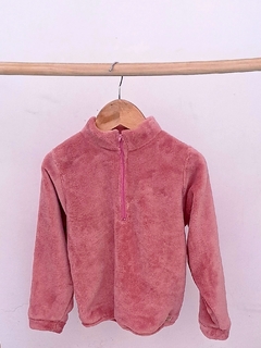 Buzo polar con cierre rosa viejo