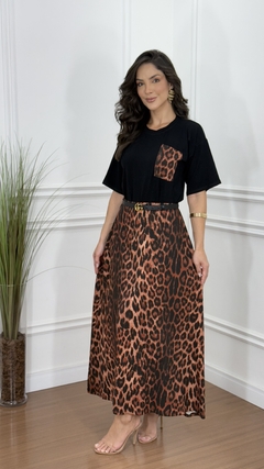 Imagem do Conjunto Saia Longa Animal Print & T-shirt