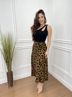 CONJUNTO SAIA ENVELOPE ANIMAL PRINT E BODY VAZADO - comprar online