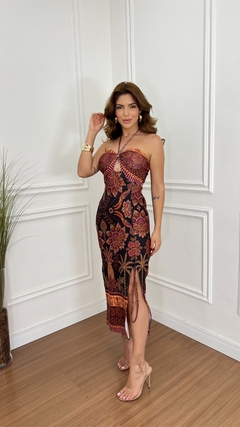 Vestido Estampado Brenda Marsala - loja online