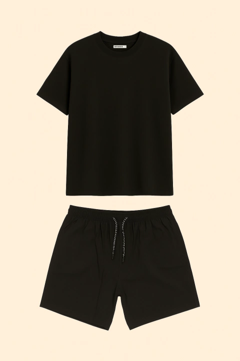 Combo Black Friday - Remera puro algodón premium Negra + Traje de Baño Negro - comprar online