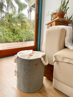 Cesto Organizador M Chumbo Suindara - Retecer - Artesanal e Sustentável, Cestos para organizar a casa toda, brinquedos lúdicos e presentes