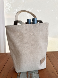 Bolsa Bege Cinza para Vinho e Taça Seriema - comprar online