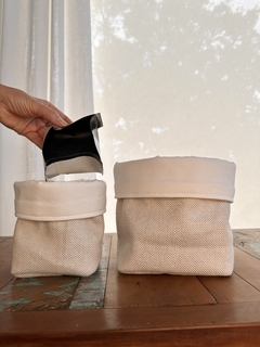 kit Cesto Cachepot Prático Bege - Retecer - Artesanal e Sustentável, Cestos para organizar a casa toda, brinquedos lúdicos e presentes