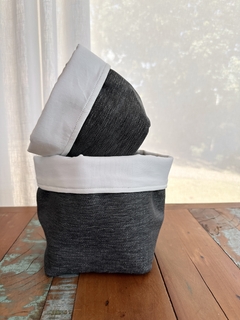 kit Cesto Cachepot Prático Preto Chumbo